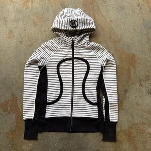 Lululemon Women’s Full-Zip Stripped Scuba Hoodie - White/Black